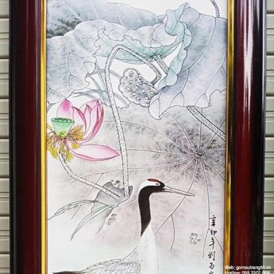 TRANH SỨ HỌA TIẾT HOA SEN